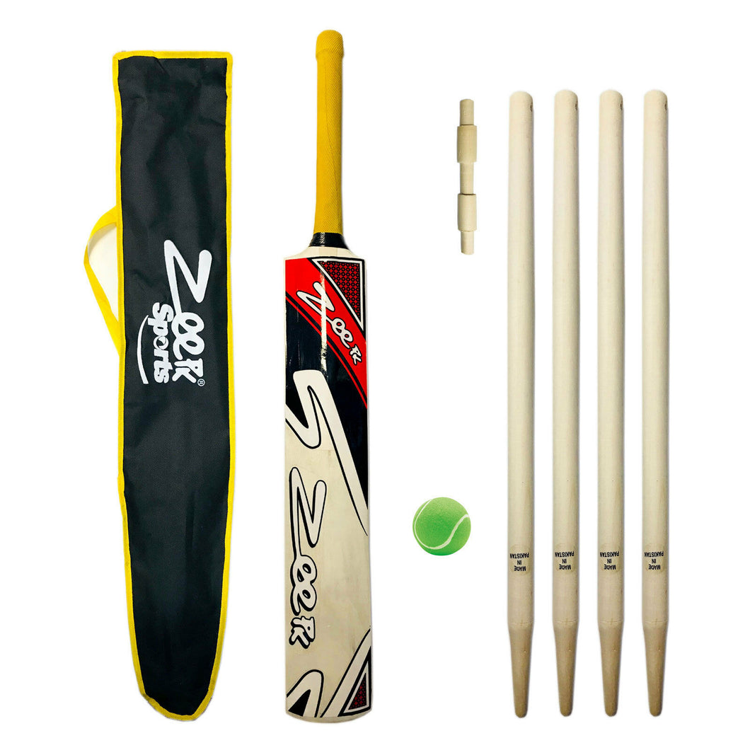 Cricket Kit for Kids - Zeepk Sports - Size 6 AGE 8-12 YEARS BAT + WICKETS+ Traveling kit bag - Zeepk Sports