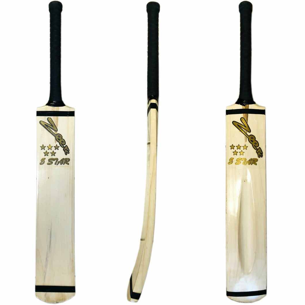 Zeepk 5 Star Series Tennis Tape Soft Ball Cricket Bat Full Size Kashmir Willow - Zeepk Sports